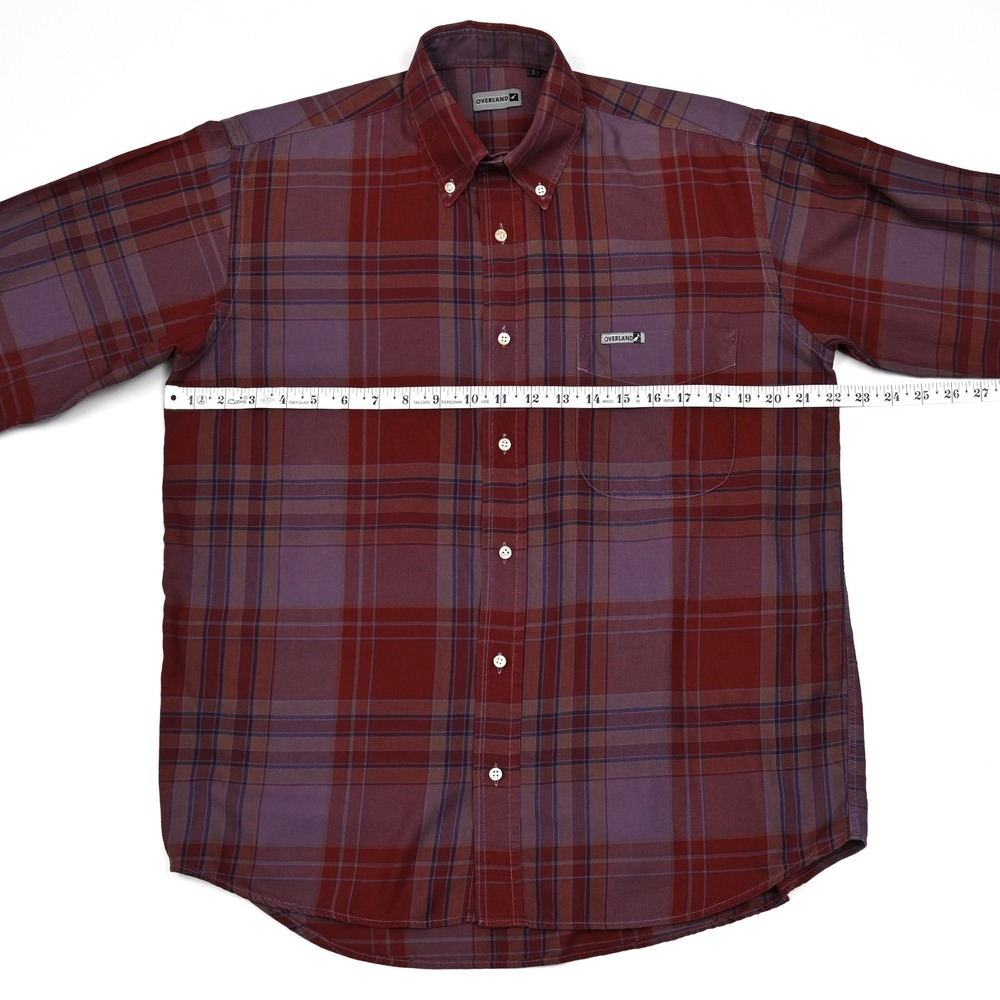 Overland Shirt Men's Long Sleeve Plaid Button Down Preppy Pocket Medium 3 - Picture 4 of 9